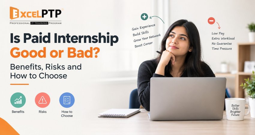 Indian student evaluating a paid internship opportunity and gaining practical IT skills with professional mentorship